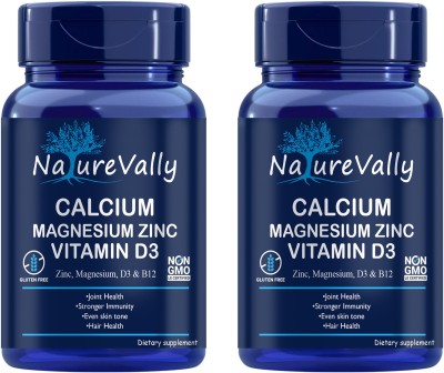 NatureVally Calcium, Magnesium, Zinc, D3 & B12 Tablets Premium Ultra(2 x 60 Capsules)