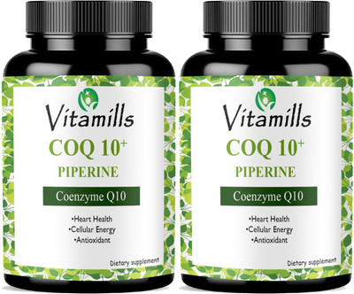Vitamills 120mg Coenzyme Q10 Capsules with Piperine(2 x 60 Capsules)