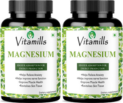 Vitamills Chelated Magnesium Glycinate Citrate Oxide Supplement Advanced(2 x 60 Capsules)