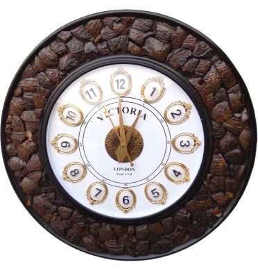 Victoria Analog 40 cm X 40 cm Wall Clock(Brown, With Glass, Standard)