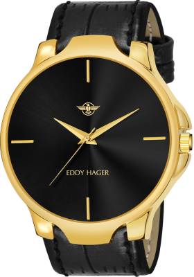 EDDY HAGER EH-178-BLACK Long life Ion Gold Plated Analog Watch  - For Men