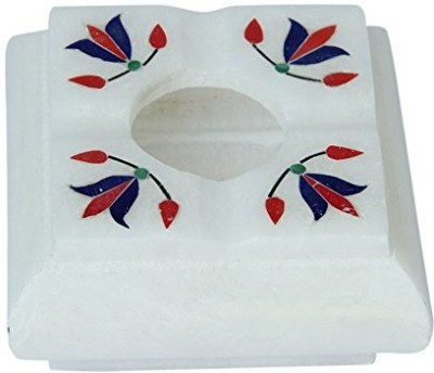 TANISHKA CREATIONS Marble Ash Tray (Square Shape ) With beautiful Inlay Work White, Blue, Red Marble Ashtray(Pack of 1)