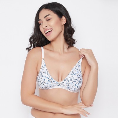 Clovia Women T-Shirt Non Padded Bra(White, Blue)