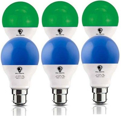 mg lights 7 W Arbitrary B22 LED Bulb(Blue, Green, Pack of 6)