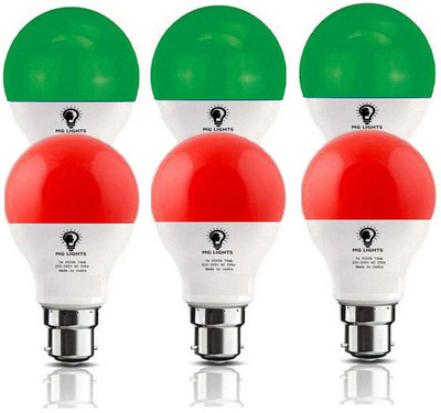 mg lights 7 W Basic Arbitrary B22 LED Bulb(Red, Green, Pack of 6)