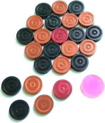 shivay Shivay__Wooden High Quality coins pack 20 With 2 striker Carrom Pawns(Pack of 20)