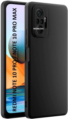 MOBILOVE Back Cover for Xiaomi Mi Redmi Note 10 Pro / Note 10 Pro Max | Slim Matte Liquid Soft Silicone TPU Back Case(Black, Camera Bump Protector, Silicon, Pack of: 1)