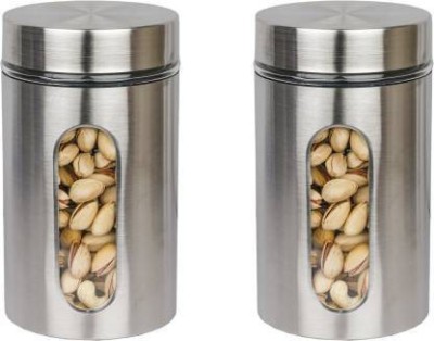 IndusBay Glass Grocery Container  - 800 ml(Pack of 2, Silver)