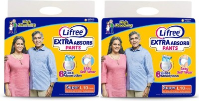 LIFREE Adult Pant Style Diapers L10 Large Size ( L10 Pack of 2 ) Adult Diapers - L(20 Pieces)