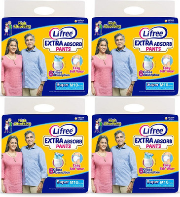 LIFREE Adult Pant Style Diapers M10 Medium Size ( M10 Pack of 4 ) Adult Diapers - M(40 Pieces)