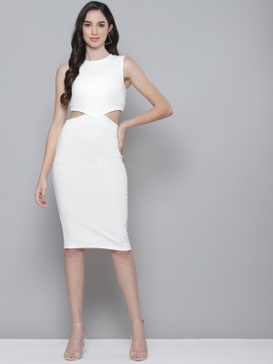 SASSAFRAS Women Bodycon White Dress