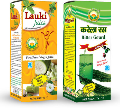 Basic Ayurveda Lauki Juice (Bottle Gourd Juice) 1000 Ml + Bitter Gourd(Karela) Juice 1000 Ml Combo Pack(2000 ml)