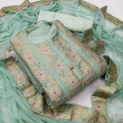 VORIMA Chanderi Cotton Embroidered Salwar Suit Material