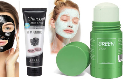ADJD Charcoal Face Mask Cream & Green Tea Purifying Clay Stick Mask Oil Control(170 ml)