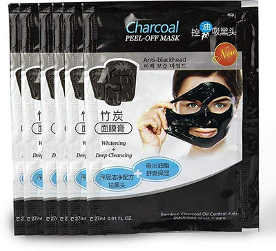 GFSU Naturals Charcoal face mask 6 pouch pack -27ml in each pouch-Charcoal peel off mask pack(162 g)