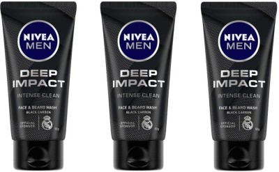 NIVEA Men Deep Impact Intense Clean for Beard & - 150 g Face Wash(150 g)