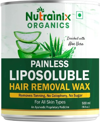 Nutrainix Organics Painless Liposoluble Hair Removal Wax Enriched with Aloe Vera for Arms, Legs, Chest, Back & Full Body | Men & Women | Removes Tanning | Oily to Normal Skin.. Wax(500 g)
