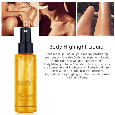 ADJD Face Makeup Liquid Highlighter Water prof & long lasting for all skin type Highlighter(GOLD)