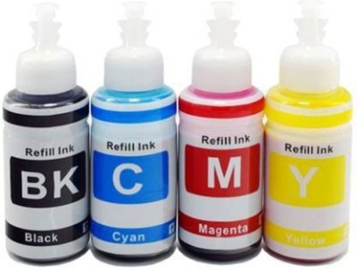 PTT Ink Bottle for Printer L100 L110 L130 L200 L210 L220 L230 L350 L355 L365 L380 L385 L565 L1300 PRINTERS (PACK OF 4 COLOR BOTTLES SET) Black + Tri Color Combo Pack Ink Toner