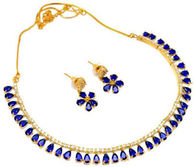 Krishna Creation Alloy Gold-plated Blue Jewellery Set(Pack of 1)