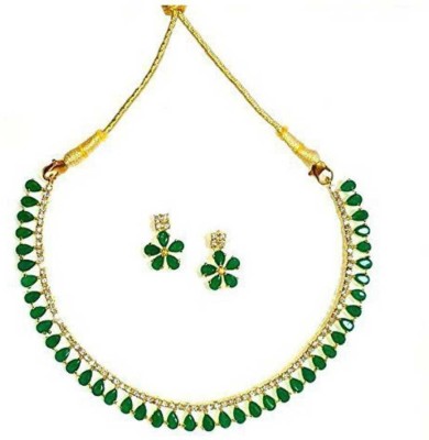 Krishna Creation Alloy Gold-plated Green, Gold Jewellery Set(Pack of 1)
