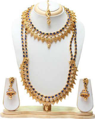 Ethnicking Brass, Copper, Alloy Gold-plated Maroon, Gold Jewellery Set(Pack of 1)