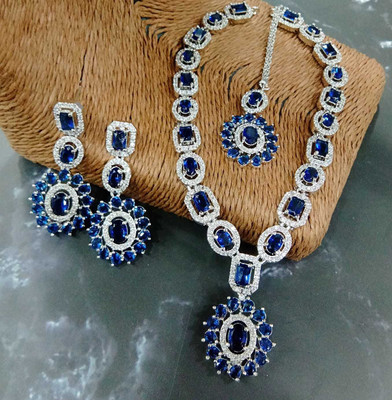 Ladymania Alloy Silver Blue Jewellery Set(Pack of 1)