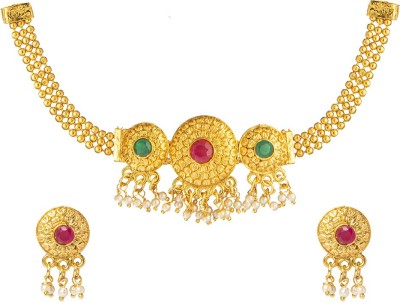 Shining Jewel Brass Gold-plated Gold Jewellery Set(Pack of 1)