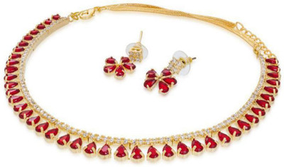 Krishna Creation Alloy Gold-plated Red Jewellery Set(Pack of 1)