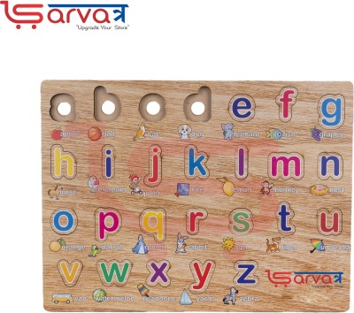 Sarvatr Wooden Puzzles for Toddlers, Kids Wood Small Alphabets Chunky game, Learning Puzzle Toy Preschool Education Gift for Age 3+ Years Old Boys Girls(Pack of 1)(Brown)