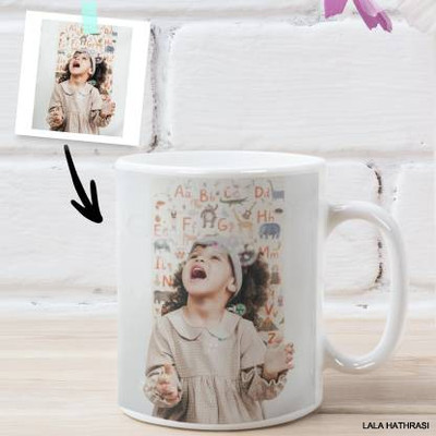 lala hathrasi Ceramic White - Printed Personalized Coffee/Cup with Own Photo, Quote, Text, Birthday Wishes for Gifting Purpose & Decoration Ceramic Coffee Mug(339 ml)