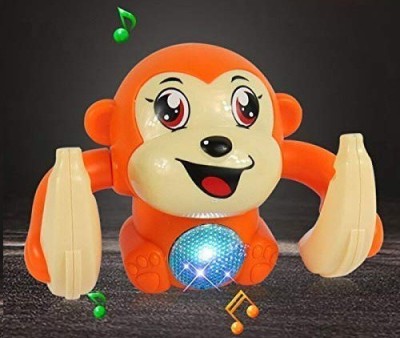 Haulsale Tumbling Rolling Monkey With Voice Sensor, Light, Music & Rotating Arms81(Multicolor)