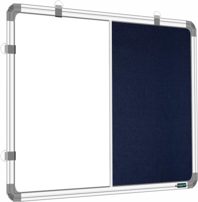 YAJNAS 2 X 3 Feet Premium Combination Board (Non-Magnetic Whiteboard With Blue Pin-Up/ Bulletin Board /Notice Board) For Home, Office And School. Heavy-Duty Aluminium Frame (Pack Of 1 Combination Board)| Color-Blue Notice Board(90 cm 60 cm)