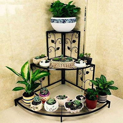 Bee Creative Corner Garden Indoor Balcony Pot Stand Plant Container Set(Metal)