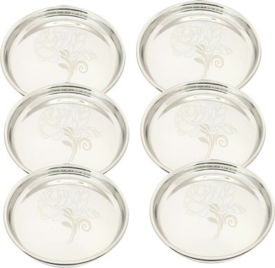 bartan hub Stainless Steel Laser Finished Dinner/Lunch/Breakfast Plates Dinner Plate(Pack of 6)