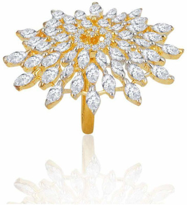 Krishna Creation Brass Cubic Zirconia Gold Plated Ring