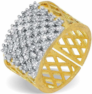 Krishna Creation Brass Cubic Zirconia Gold Plated Ring