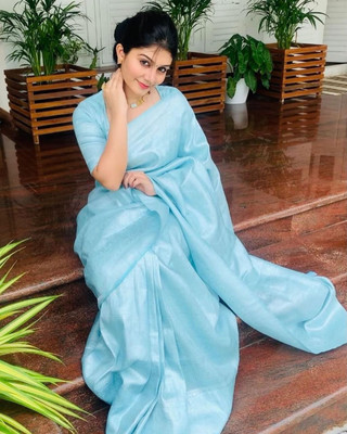 PARAMPARA CREATION Woven Kanjivaram Pure Silk Saree(Light Blue)