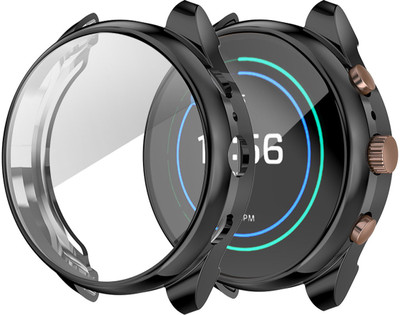 KAZUKI Edge To Edge Screen Guard for Soft TPU Front Protection Case Cover for Fossil FTW6022 Sport 41 Smart Watch (Flexible|Silicone|Black)(Pack of 1)