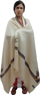 Kashmiri queen Wool Printed Women Shawl(White)