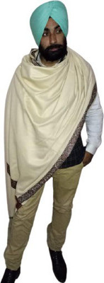 RISHABH FASHION Polyester Wool Blend Self Design Men Shawl(Beige)