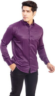 ARCADIAN THREADS Men Solid Casual Purple Shirt