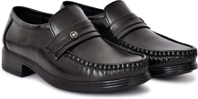 OZJI Men Black Artificial Leather Slip-on Formal Shoes Mocassin For Men(Black)