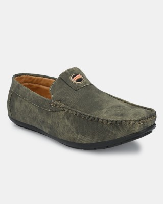 LEATHERKRAFT Loafers For Men(Olive , 10)