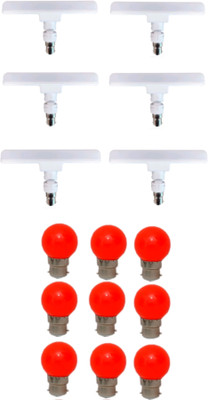 Techvolta 10 W, 0.5 W Basic Round B22 LED Bulb(Red, Pack of 15)