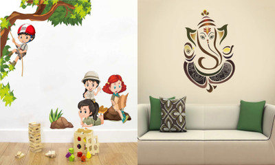 Walltech 90 cm Kids Activity and Royal Ganesh Self Adhesive Sticker(Pack of 2)