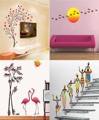 Walltech 90 cm Set of 4 - 151 Self Adhesive Sticker(Pack of 4)