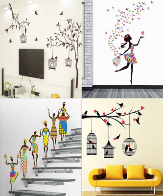 Walltech 90 cm Set of 4 - 153 Self Adhesive Sticker(Pack of 4)