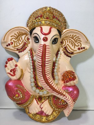 SMC home Decor Lord Ganesha Idol Terracotta or Earthenware for Wall Décor / Gift / Home Décor Decorative Showpiece  -  24 cm(Clay, Terracotta, Multicolor)