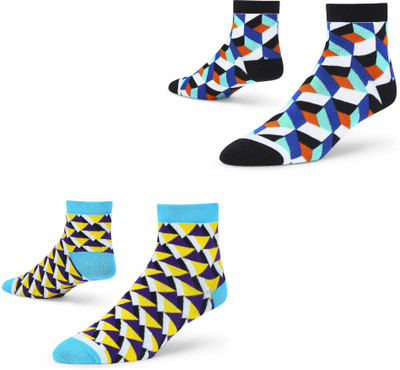 Dynamocks Unisex Printed Ankle Length(Pack of 2)